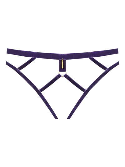 Maison Close Velvet Open Briefs In Purple