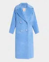 Maison Common Alpaca-blend Double-breasted Coat In Blue