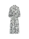 Maison Common Printed Poplin Dress With Macrame Trim In Multi