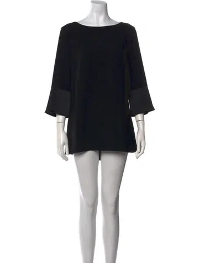 Pre-owned Maison Common Bateau Neckline Three-quarter Sleeve Top In Black