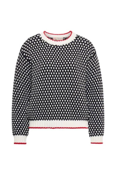 Maison Common Black/white Pullover With Contrast Hem In Multi