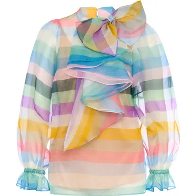 Maison Common Blouse With Bow And Flounce In Multi