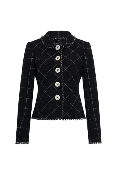 Maison Common Boucle Jacket With Matching Trims In Black