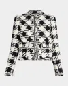 Maison Common Buffalo Check Tweed Short Jacket In Black