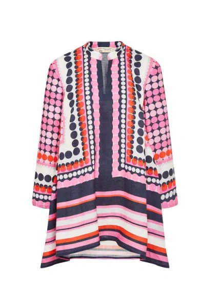 Maison Common Casual Printed Tunic In Pink
