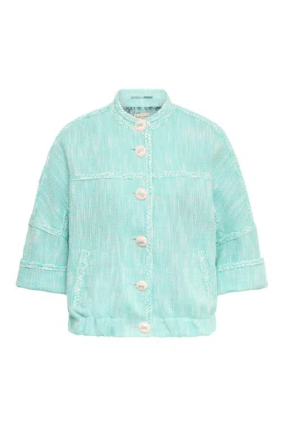 Maison Common Casual Tweed Jacket With Trimming Italian Two-tone In Blue