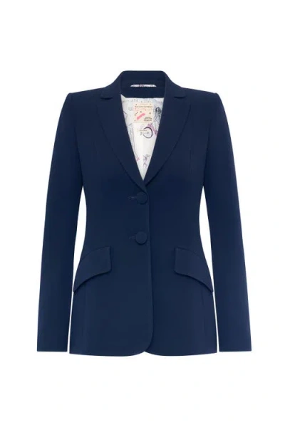 Maison Common Classic Blazer With Sharp Shoulders In Blue