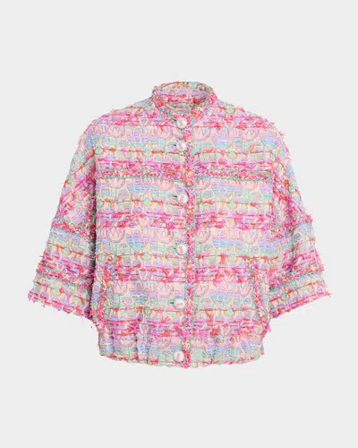 Maison Common Confetti Fringed Tulip Jacquard Single-breasted Jacket In Multi