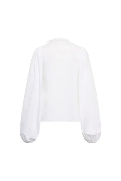 Maison Common Cotton Poplin Blouse With Flower Pin In White