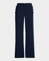 Maison Common Cotton-stretch Flare Sailor Pants With Tie Back In Navy