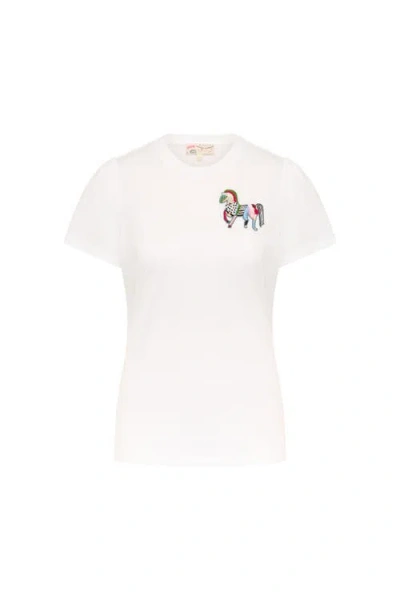 Maison Common Cotton T-shirt With Embroidery Zebra Motif In White