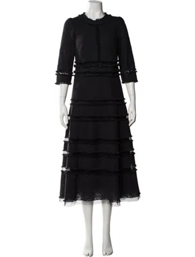 Pre-owned Maison Common Crew Neck Midi Length Dress In Black