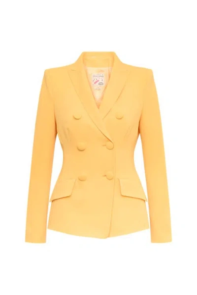 Maison Common Double Breasted Travel Safe Blazer In Yellow