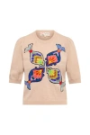 Maison Common Embroidered Half Sleeve Pullover In Multi