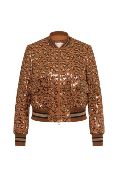 Maison Common Embroidered Leo Bomber Jacket In Brown
