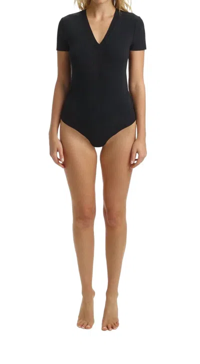 Maison Common Essential Cotton Bodysuit Tee In Black