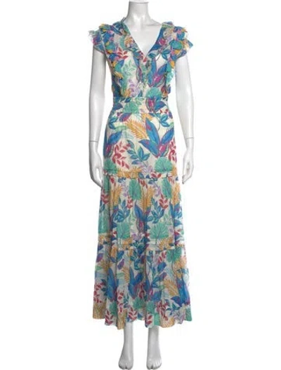 Pre-owned Maison Common Floral Print Long Dress In Neutrals
