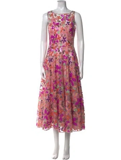 Pre-owned Maison Common Floral Print Long Dress In Pink