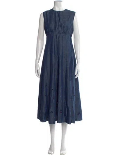Pre-owned Maison Common Floral Print Midi Length Dress In Blue