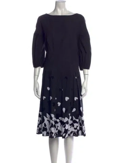 Pre-owned Maison Common Floral Print Midi Length Dress In Blue