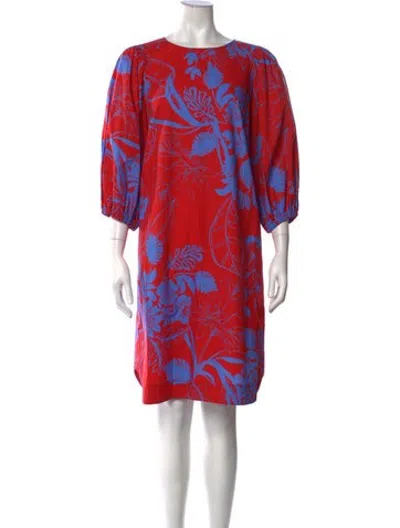 Pre-owned Maison Common Floral Print Midi Length Dress In Red