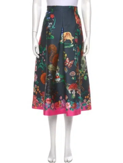 Pre-owned Maison Common Floral Print Midi Length Skirt In Blue
