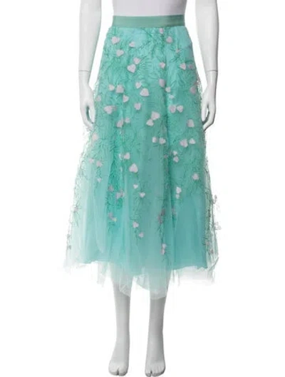 Pre-owned Maison Common Floral Print Midi Length Skirt In Blue/green