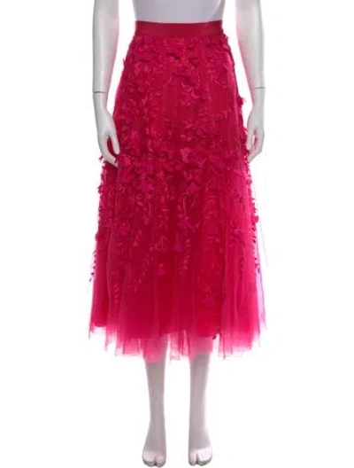 Pre-owned Maison Common Floral Print Midi Length Skirt In Pink