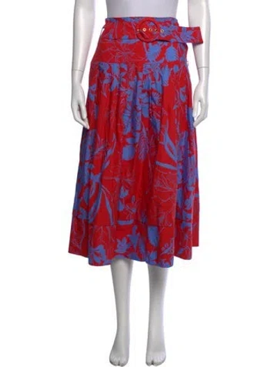 Pre-owned Maison Common Floral Print Midi Length Skirt In Red