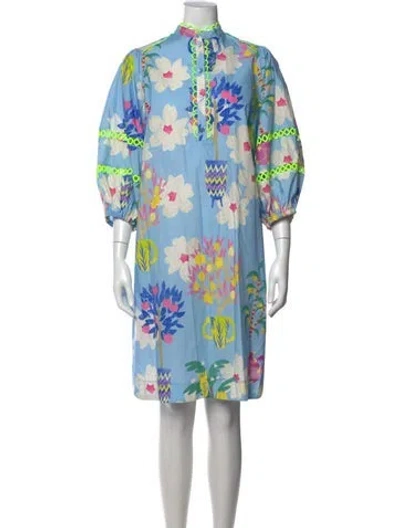 Pre-owned Maison Common Floral Print Mini Dress In Blue
