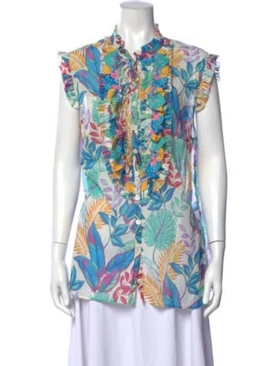 Pre-owned Maison Common Floral Print Sleeveless Blouse In Multicolor
