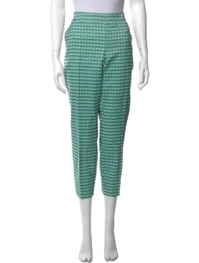 Pre-owned Maison Common Floral Print Straight Leg Pants In Green