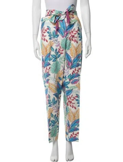 Pre-owned Maison Common Floral Print Straight Leg Pants In Multicolor