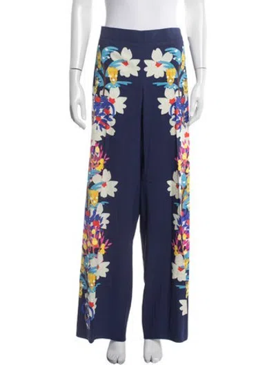 Pre-owned Maison Common Floral Print Wide Leg Pants W/ Tags In Blue
