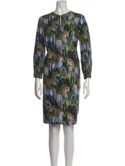 Pre-owned Maison Common Graphic Print Knee-length Dress W/ Tags In Green