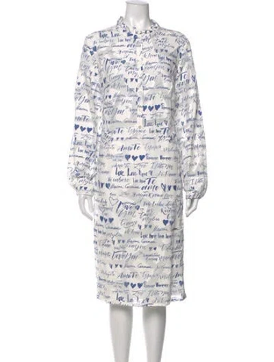 Pre-owned Maison Common Graphic Print Knee-length Dress In White