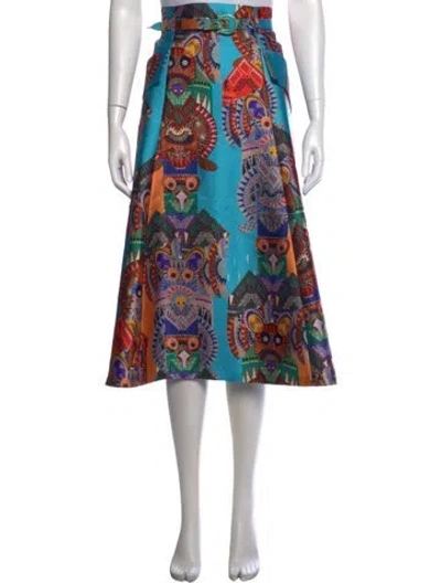 Pre-owned Maison Common Graphic Print Midi Length Skirt In Blue