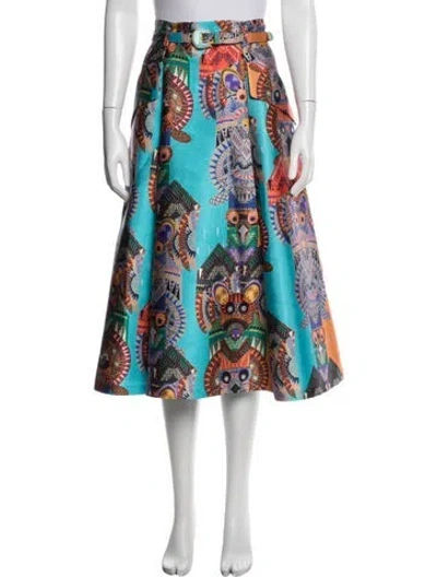 Pre-owned Maison Common Graphic Print Midi Length Skirt In Blue