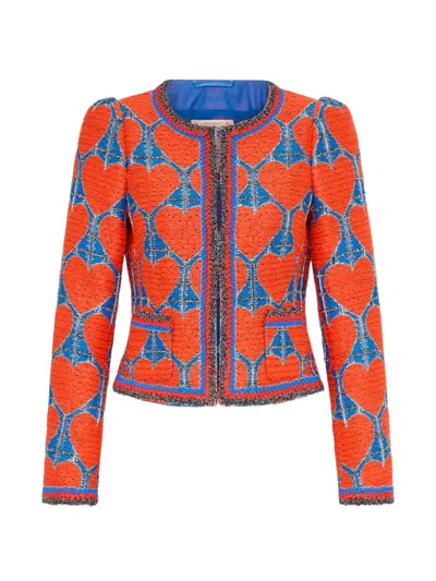 Maison Common Heart-print Bouclé Jacket In Red