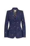 Maison Common Jeans Jacquard Blazer In Multi
