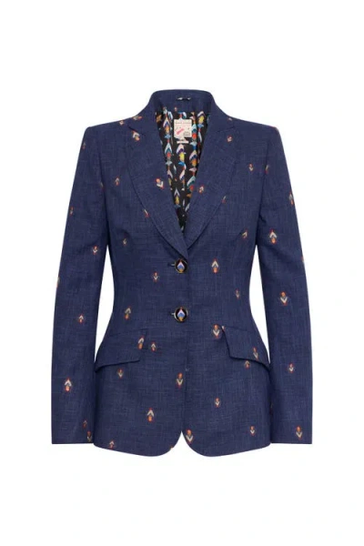 Maison Common Jeans Jacquard Blazer In Jeansblue