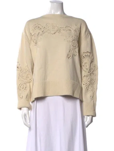 Pre-owned Maison Common Lace Pattern Crew Neck Sweater In Neutrals