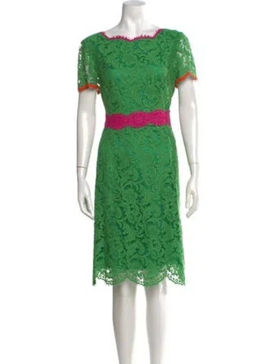 Pre-owned Maison Common Lace Pattern Knee-length Dress In Green