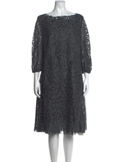 Pre-owned Maison Common Lace Pattern Midi Length Dress In Grey