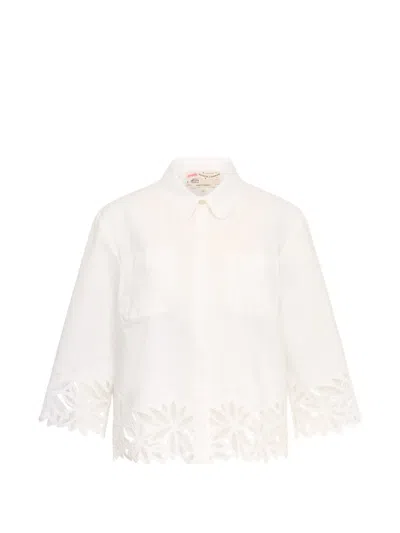 Maison Common Lace-trim Cotton Shirt In White