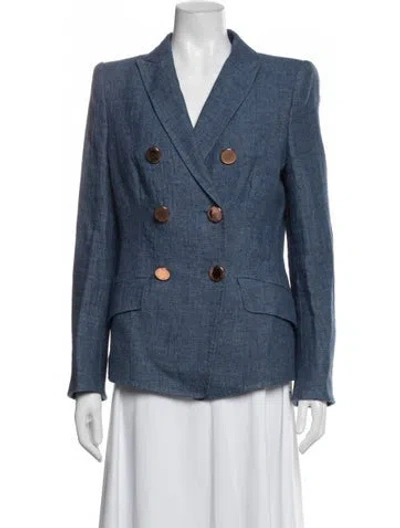 Pre-owned Maison Common Linen Blazer In Blue