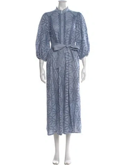 Pre-owned Maison Common Linen Long Dress In Blue