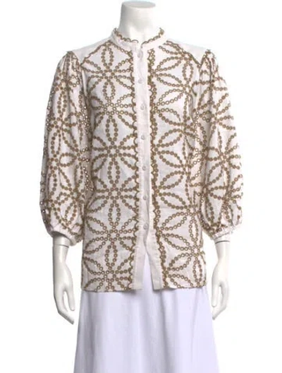 Pre-owned Maison Common Linen Patterned Top In Multicolor