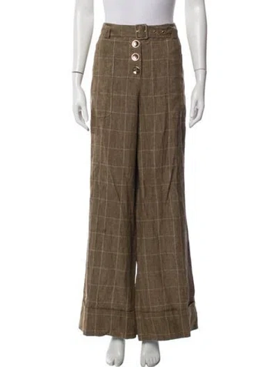 Pre-owned Maison Common Linen Wide Leg Pants W/ Tags In Brown