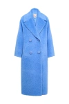 Maison Common Long Alpaca Coat In Blue